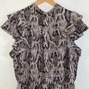 1. State Snake Skin Print Jumpsuit Romper Wide Leg NWOT - Flowy, Tie Neck